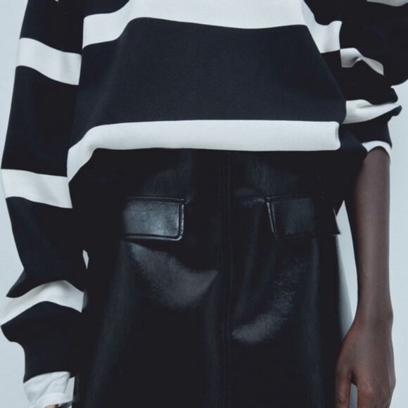 H&M x BRAT Charlie XCX Limited Edition Black Coated Mini Skirt - Picture 3 of 8